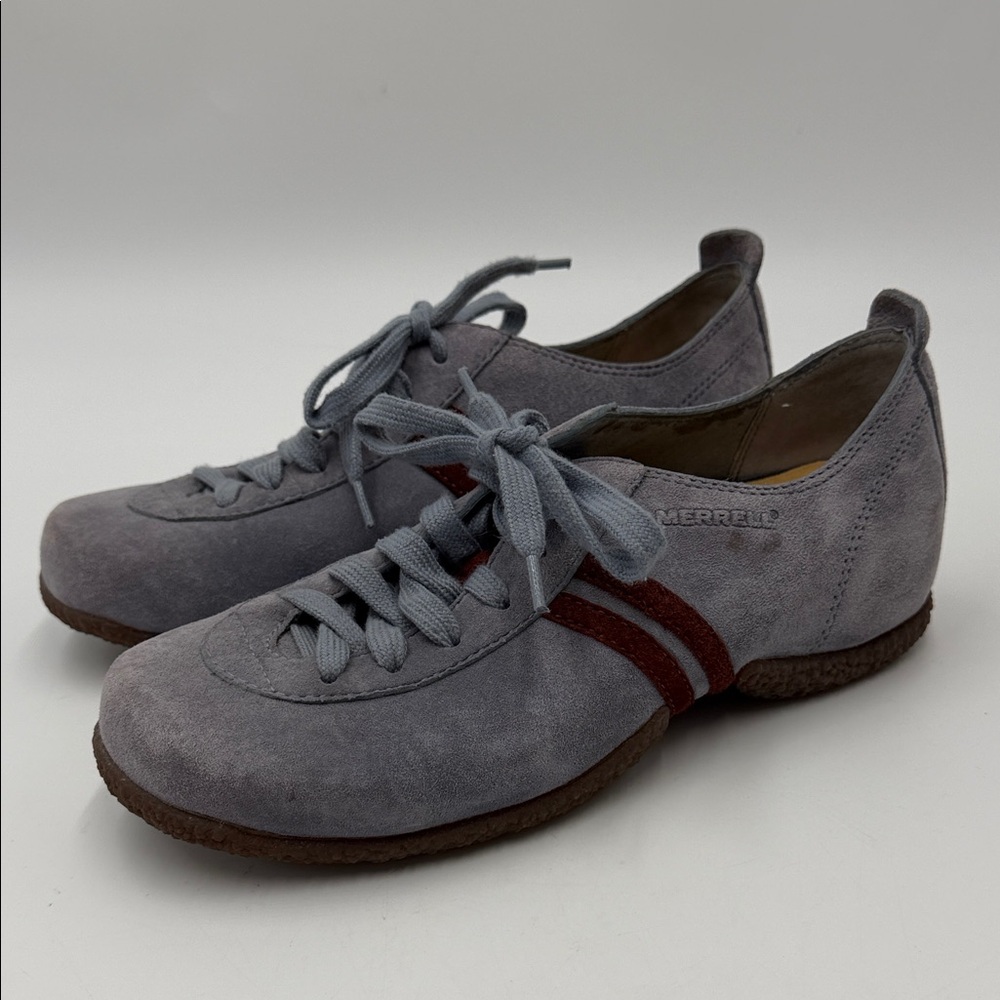 Merrell Duet Sport Shoes Sneakers Lace Up Denim Blue Stripe Suede Womens Size 7